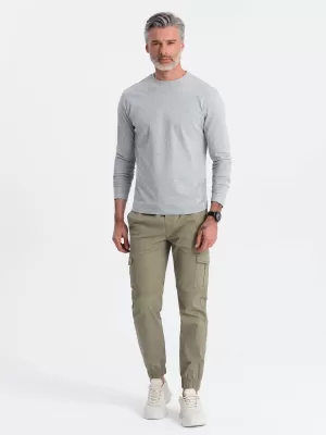 Pánské triko s dlouhým rukávem OMBRE OM-LSBL-0106 GREY MELANGE