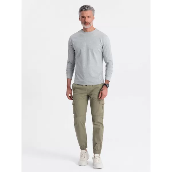  Pánské triko s dlouhým rukávem OMBRE OM-LSBL-0106 GREY MELANGE 