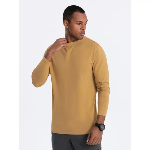  Pánské triko s dlouhým rukávem OMBRE OM-LSBL-0106 MUSTARD 