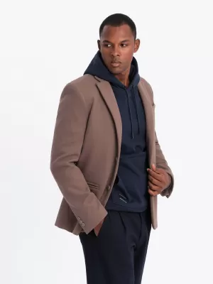 Pánské sako OMBRE OM-BLZB-0118 LIGHT BROWN