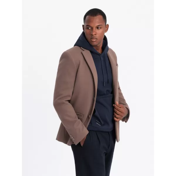 Pánské sako OMBRE OM-BLZB-0118 LIGHT BROWN 