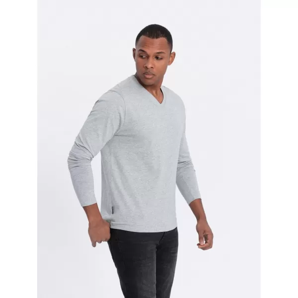  Pánské triko s dlouhým rukávem OMBRE OM-LSBL-0108 GREY MELANGE 
