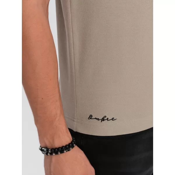  Pánské triko OMBRE OM-POSS-0113 DARK BEIGE 