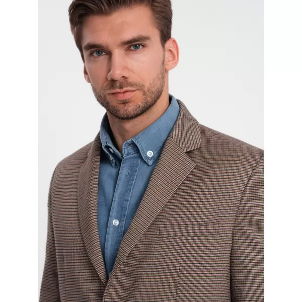  Pánské sako OMBRE OM-BLZB-0116 BROWN 