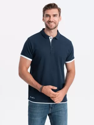 Pánské triko OMBRE OM-POSS-0113 NAVY BLUE