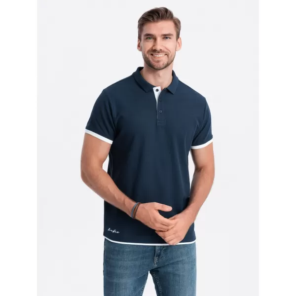  Pánské triko OMBRE OM-POSS-0113 NAVY BLUE 