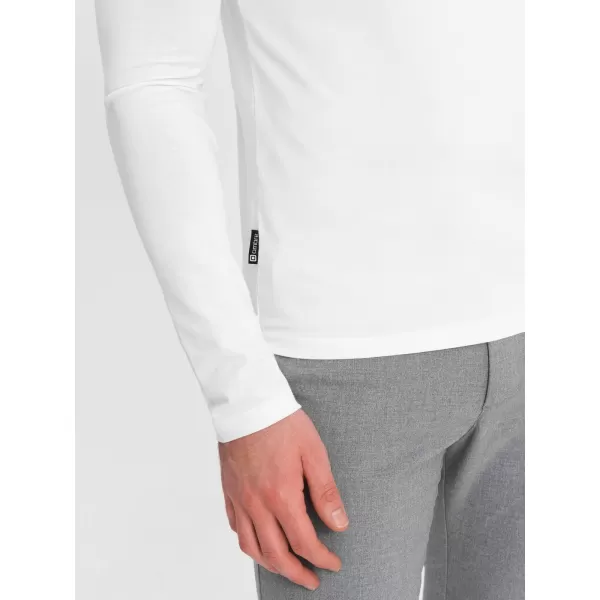  Pánské triko s dlouhým rukávem OMBRE OM-LSCL-0102 WHITE 