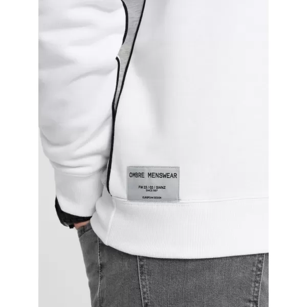  Pánská mikina OMBRE OM-SSNZ-0130 WHITE AND GRAY 