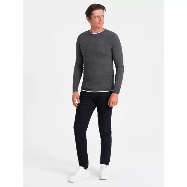  Pánský svetr OMBRE OM-SWSW-0103 GRAPHITE MELANGE 