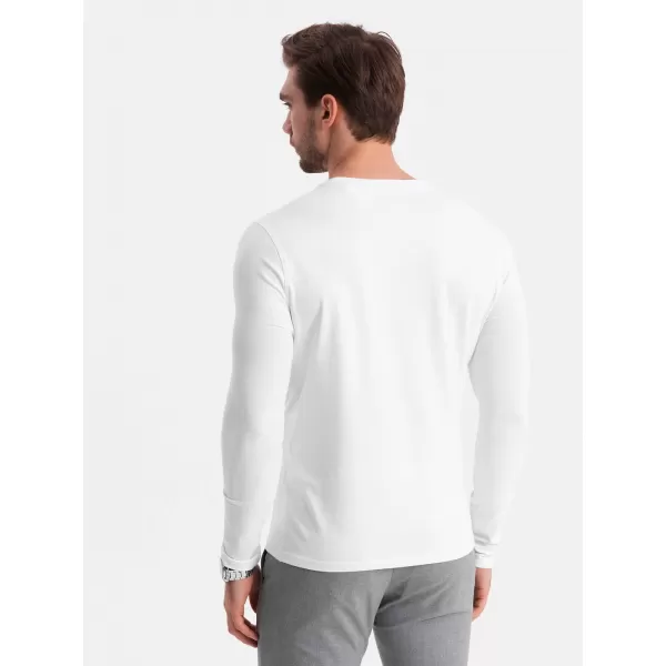 Pánské triko s dlouhým rukávem OMBRE OM-LSCL-0102 WHITE 