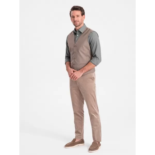  Pánská vesta OMBRE OM-BLZV-0112 BEIGE 