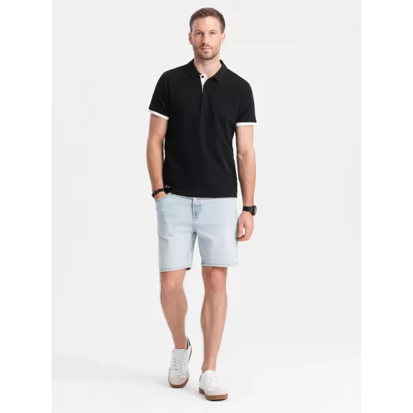  Pánské triko s límečkem OMBRE OM-POSS-0113 BLACK 