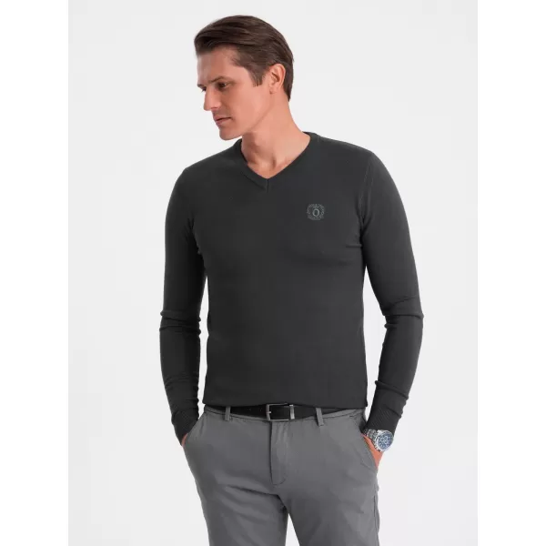  Pánský svetr OMBRE OM-SWBS-0107 GRAPHITE 