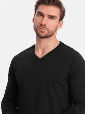 Pánské triko s dlouhým rukávem OMBRE OM-LSBL-0108 BLACK
