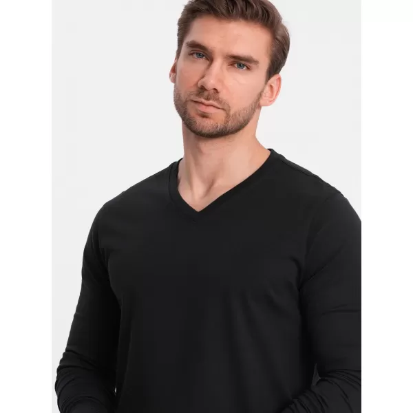  Pánské triko s dlouhým rukávem OMBRE OM-LSBL-0108 BLACK 