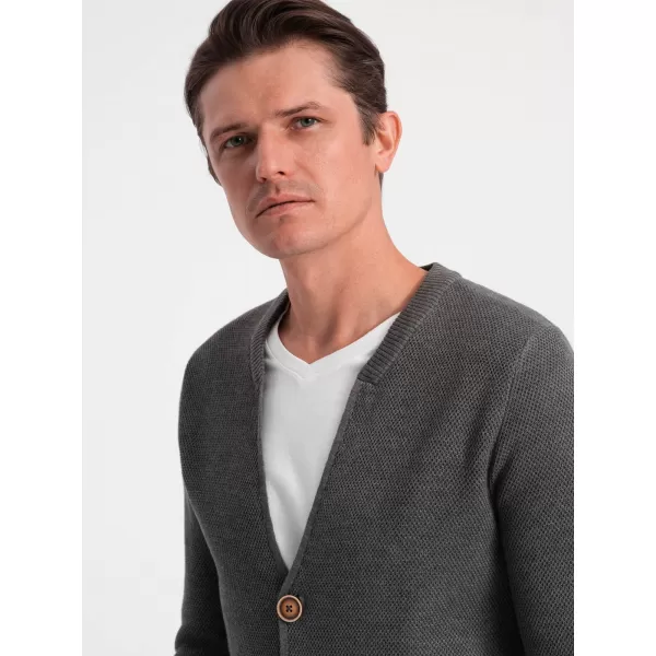  Pánský svetr OMBRE OM-SWCD-0109 GRAPHITE MELANGE 