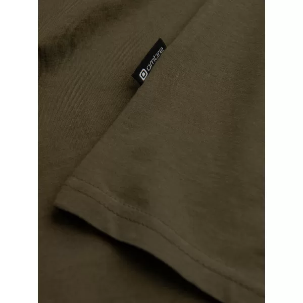  Pánské triko s dlouhým rukávem OMBRE OM-LSBL-0106 DARK OLIVE 