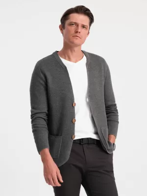 Pánský svetr OMBRE OM-SWCD-0109 GRAPHITE MELANGE