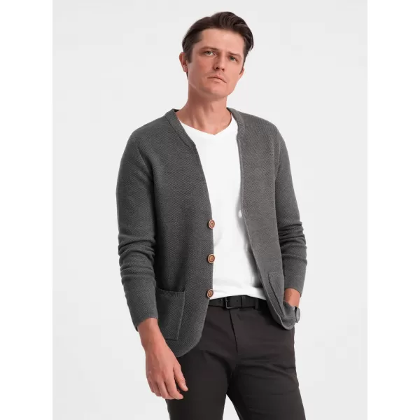  Pánský svetr OMBRE OM-SWCD-0109 GRAPHITE MELANGE 