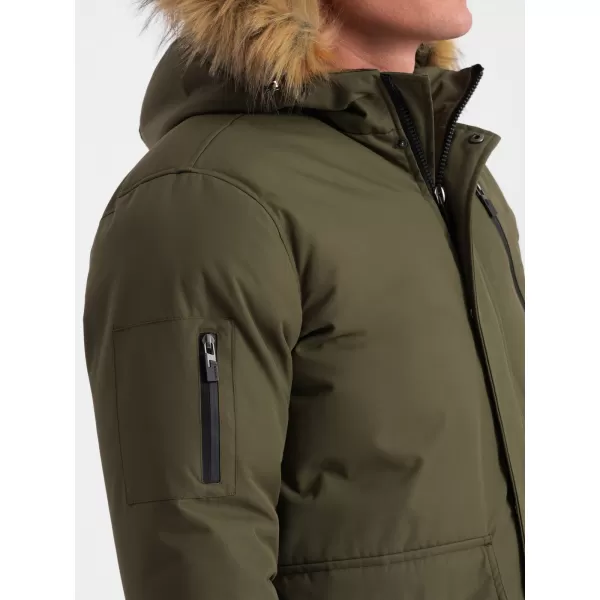  Pánská zimní bunda OMBRE OM-JALJ-0148 DARK OLIVE GREEN 