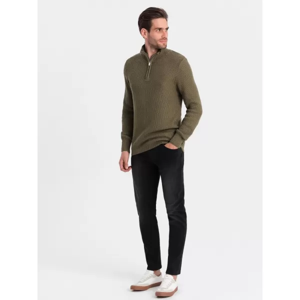  Pánský svetr OMBRE OM-SWZS-0105 OLIVE 