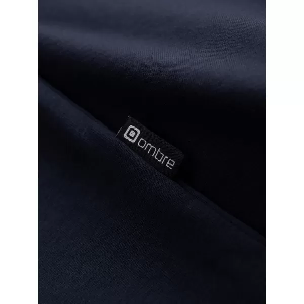  Pánské triko s dlouhým rukávem OMBRE OM-LSCL-0102 NAVY BLUE 
