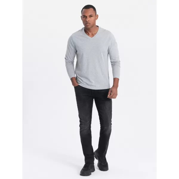  Pánské triko s dlouhým rukávem OMBRE OM-LSBL-0108 GREY MELANGE 