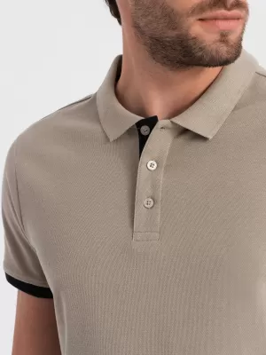 Pánské triko OMBRE OM-POSS-0113 DARK BEIGE