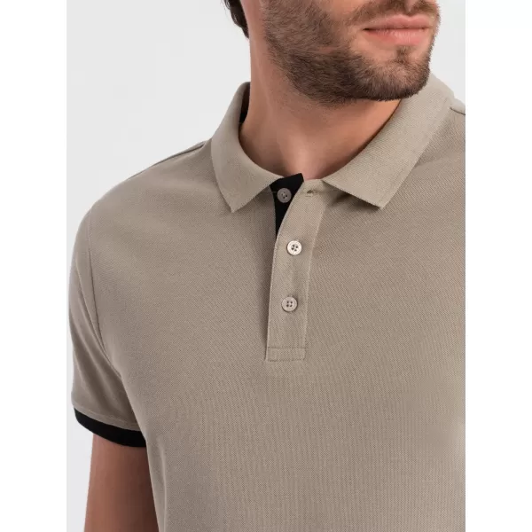  Pánské triko OMBRE OM-POSS-0113 DARK BEIGE 