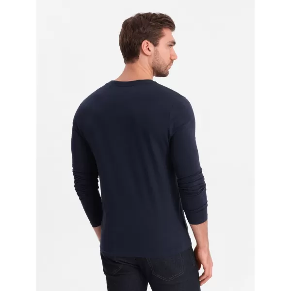  Pánské triko s dlouhým rukávem OMBRE OM-LSCL-0110 NAVY BLUE 