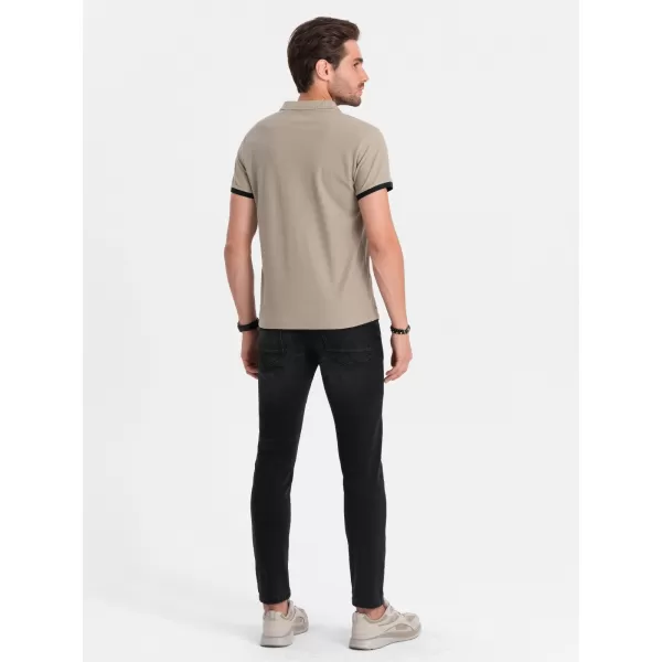  Pánské triko OMBRE OM-POSS-0113 DARK BEIGE 