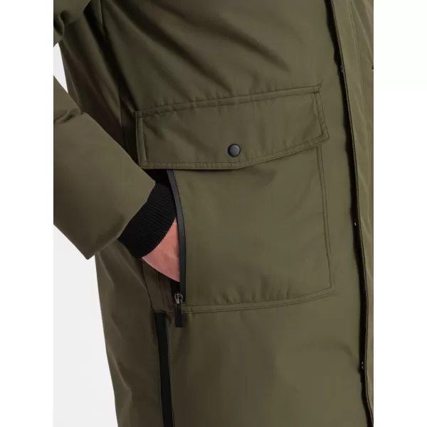  Pánská zimní bunda OMBRE OM-JALJ-0148 DARK OLIVE GREEN 
