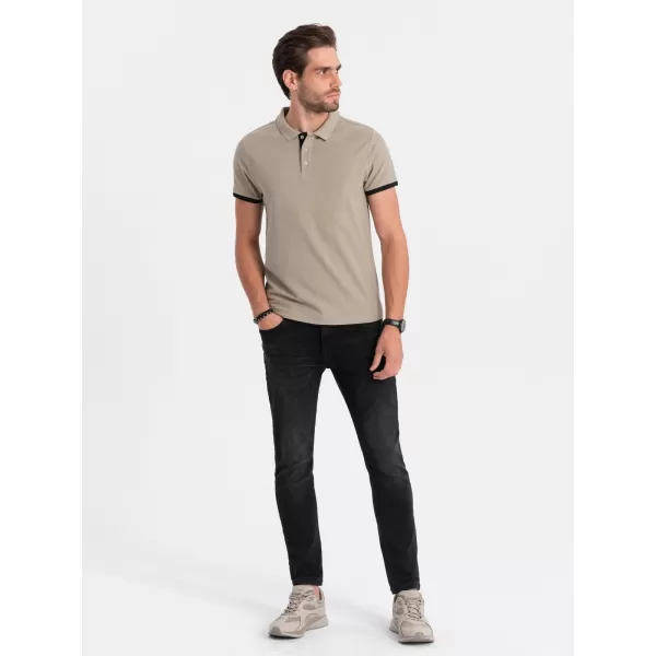  Pánské triko OMBRE OM-POSS-0113 DARK BEIGE 