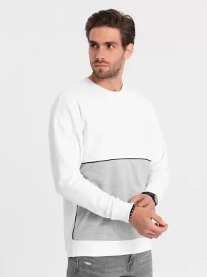 Pánská mikina OMBRE OM-SSNZ-0130 WHITE AND GRAY