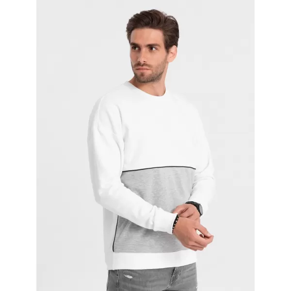  Pánská mikina OMBRE OM-SSNZ-0130 WHITE AND GRAY 