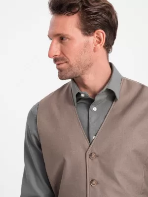 Pánská vesta OMBRE OM-BLZV-0112 BEIGE