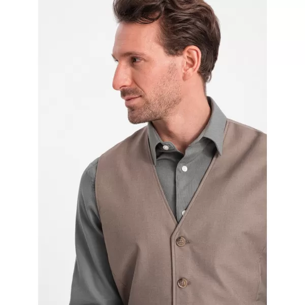  Pánská vesta OMBRE OM-BLZV-0112 BEIGE 