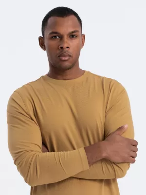 Pánské triko s dlouhým rukávem OMBRE OM-LSBL-0106 MUSTARD