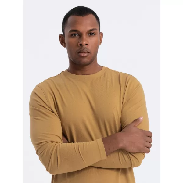  Pánské triko s dlouhým rukávem OMBRE OM-LSBL-0106 MUSTARD 