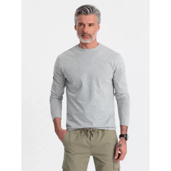  Pánské triko s dlouhým rukávem OMBRE OM-LSBL-0106 GREY MELANGE 
