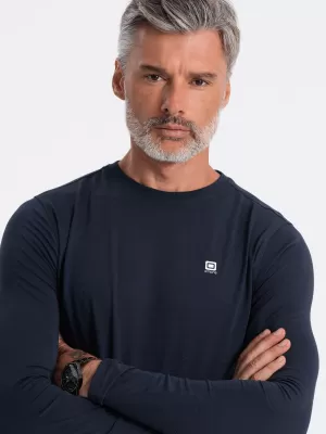 Pánské triko s dlouhým rukávem OMBRE OM-LSCL-0102 NAVY BLUE