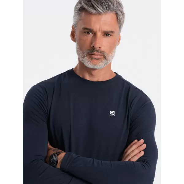  Pánské triko s dlouhým rukávem OMBRE OM-LSCL-0102 NAVY BLUE 