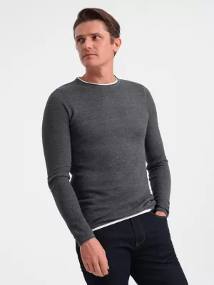 Pánský svetr OMBRE OM-SWSW-0103 GRAPHITE MELANGE