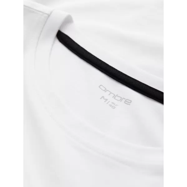  Pánské triko s dlouhým rukávem OMBRE OM-LSCL-0102 WHITE 