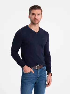 Pánský svetr OMBRE OM-SWBS-0107 NAVY BLUE 02
