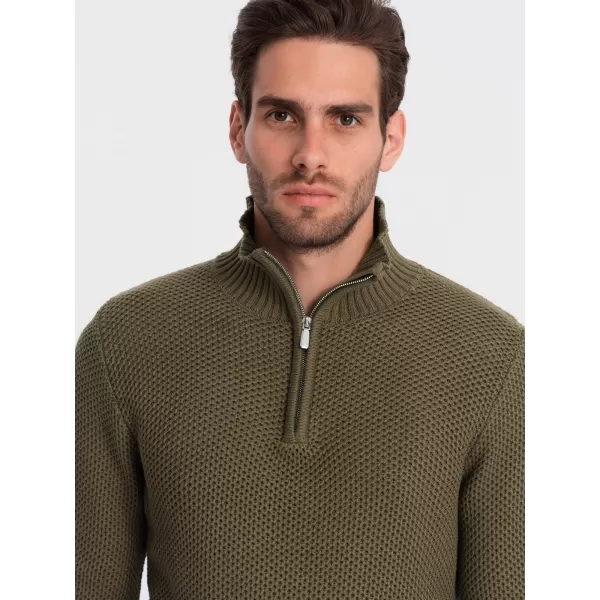  Pánský svetr OMBRE OM-SWZS-0105 OLIVE 