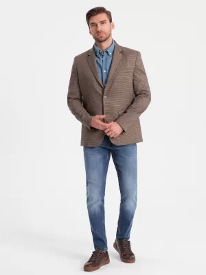 Pánské sako OMBRE OM-BLZB-0116 BROWN