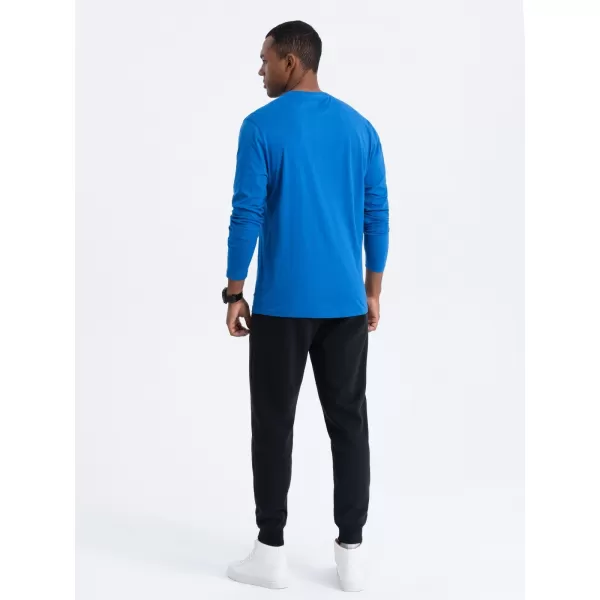 Pánské triko s dlouhým rukávem OMBRE OM-LSBL-0106 BLUE 