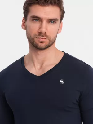 Pánské triko s dlouhým rukávem OMBRE OM-LSCL-0110 NAVY BLUE