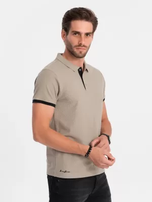 Pánské triko OMBRE OM-POSS-0113 DARK BEIGE